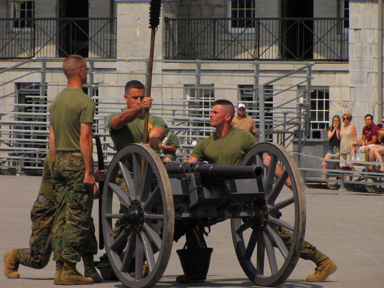 Training with the old cannon.