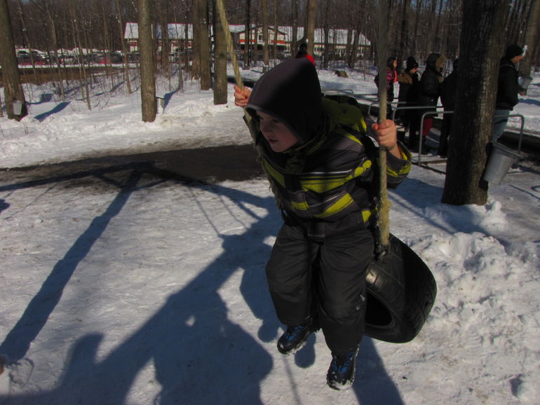 Tire swing fun.