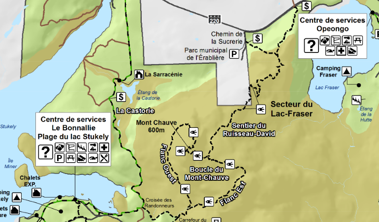 The map of the trail to Mont Chauve.