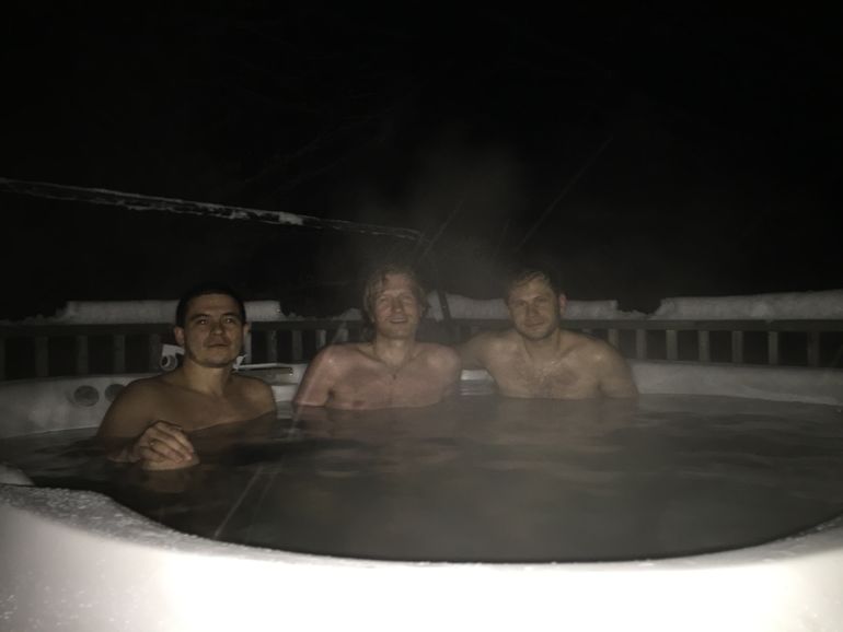 Relaxing in the hot tub after the ski on Mont-Orford.