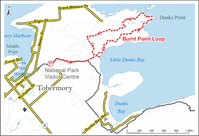 Burnt Point Loop trail map.