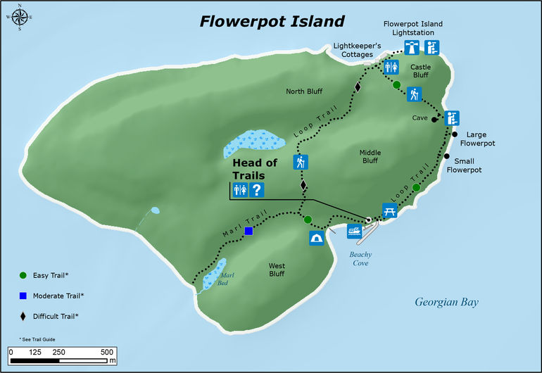 The map of Flowerpot Island.