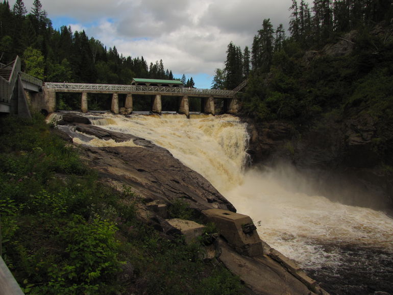 The bridge over waterfall.