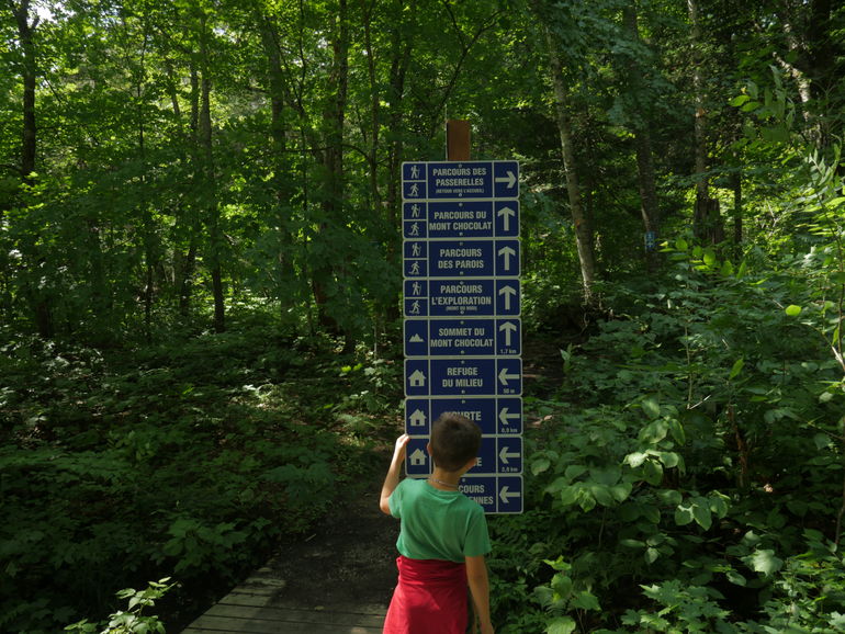 Signs at the first turn.