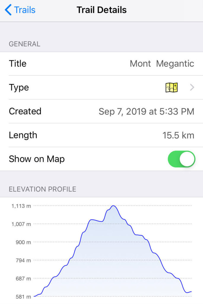 Mont Megantic trail details