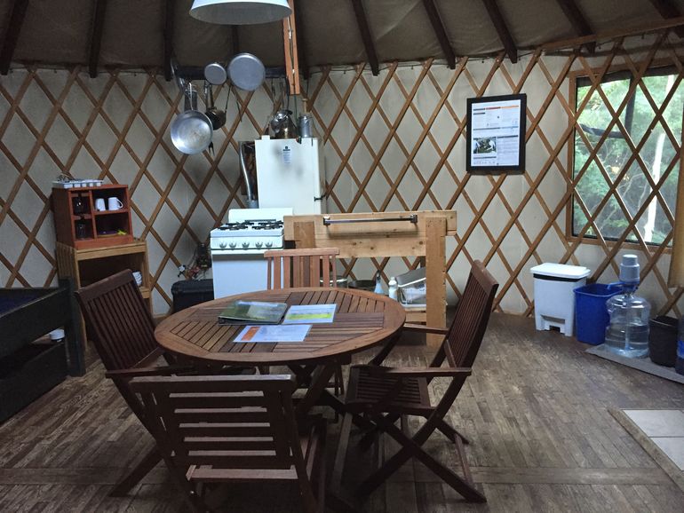 Inside the yurt