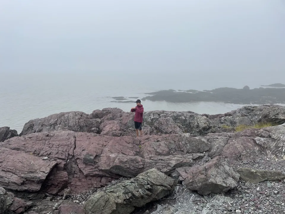 Foggy shore hike